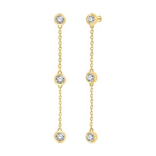 Yellow gold bezel set diamond drop earrings