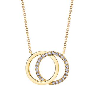 Yellow gold diamond love knot circle pendant