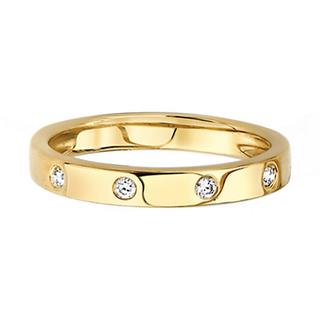 Yellow gold ring with burnished diamonds