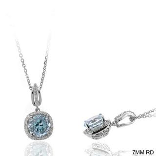 White gold diamond and aqua pendant