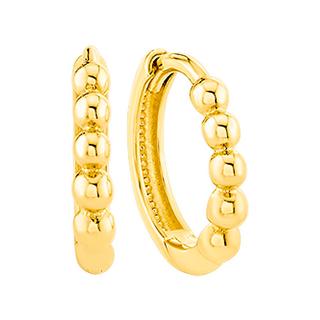 Yellow gold beaded mini hoop earrings