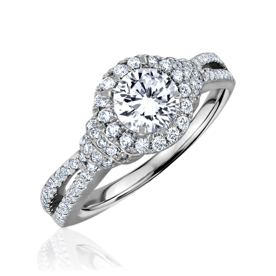 White gold diamond semi split shank engagement ring -DS 3892 - Lustig ...