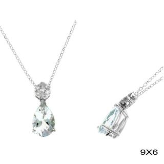 White gold diamond and aquamarine pendant