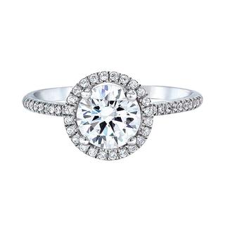 White gold diamond halo semi mount engagement ring
