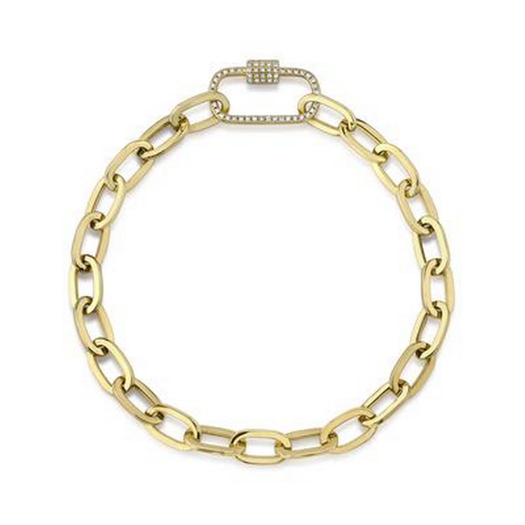 Yellow gold diamond paper clip bracelet -GB 2582 - Lustig Jewelers